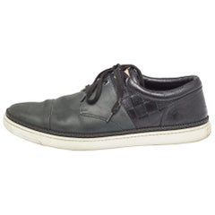 Louis Vuitton Black/Olive Green Leather Low Top Sneakers Size 41.5