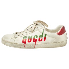 Gucci Off White Leather Gucci Blade Ace Sneakers Size 44.5