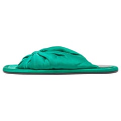 Balenciaga Green Satin Bow Slide Flats Size 39