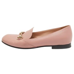 Gucci Pink Leather Horsebit Loafers Size 39