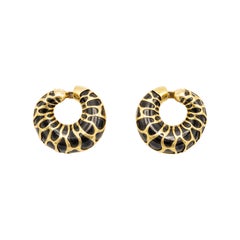 Marina B Gold and Black metal Earrings - '80s