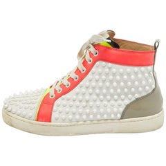 Christian Louboutin Neon Multicolor Leather Louis Spikes Sneakers Size 40