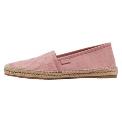 Gucci Pink GG Canvas Espadrille Flats Size 38.5