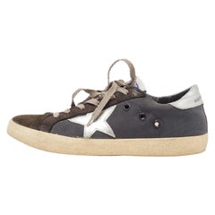 Golden Goose Black Canvas and Leather Superstar Sneakers Size 39