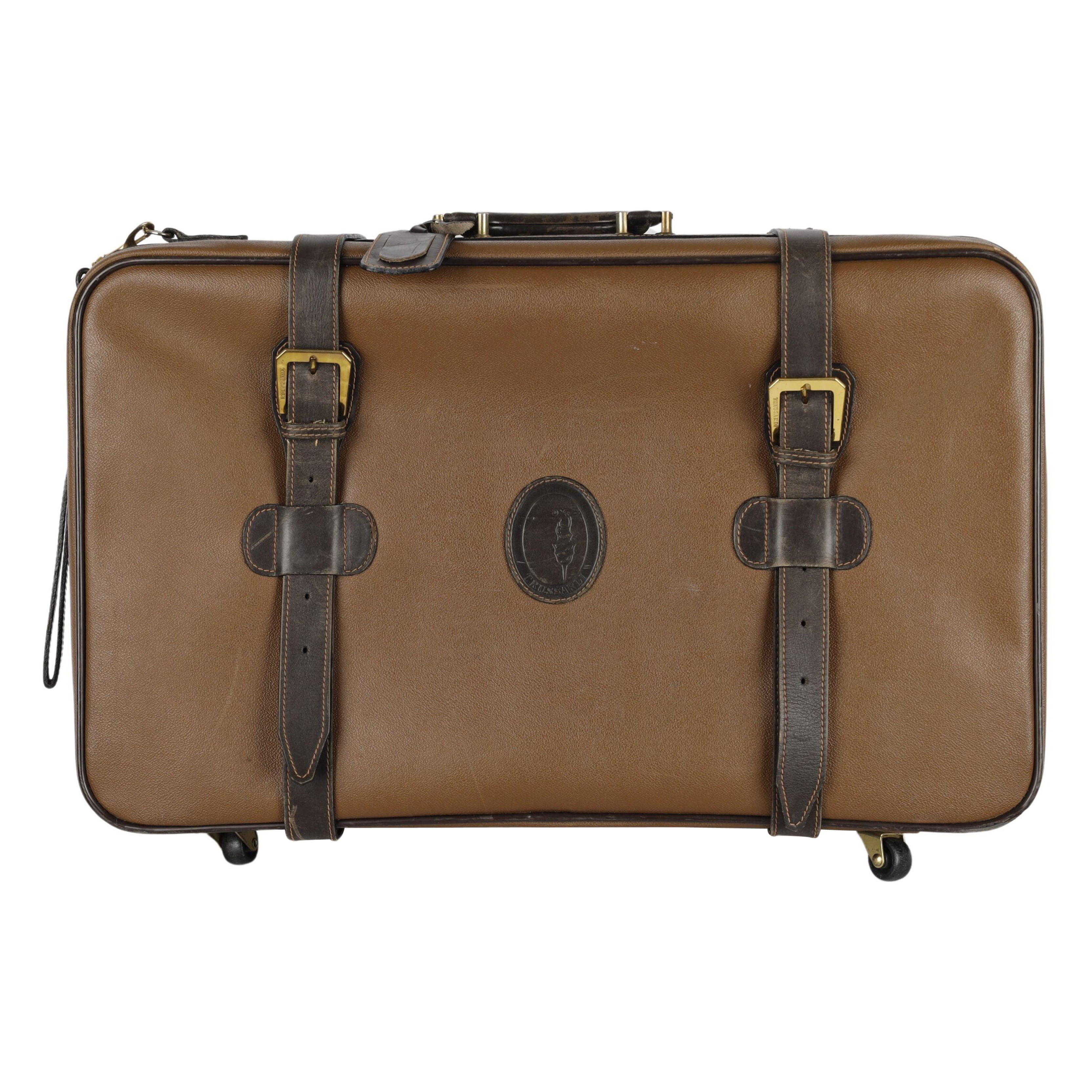 Trussardi Vintage Leather Luggage - '90s For Sale