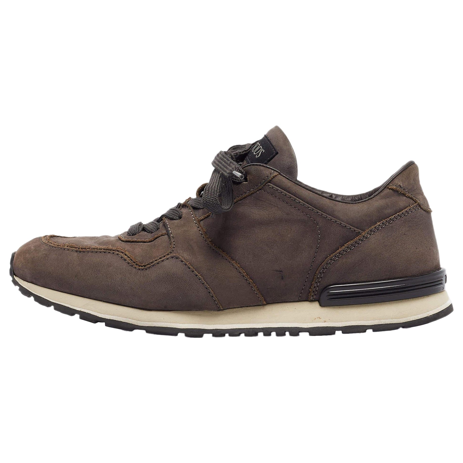 Tod's Brown Nubuck Lace Up Sneakers Size 41 For Sale