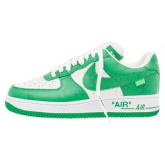 Louis Vuitton x Nike Green Monogram Canvas Leather Air Force 1 Sneakers Size 42
