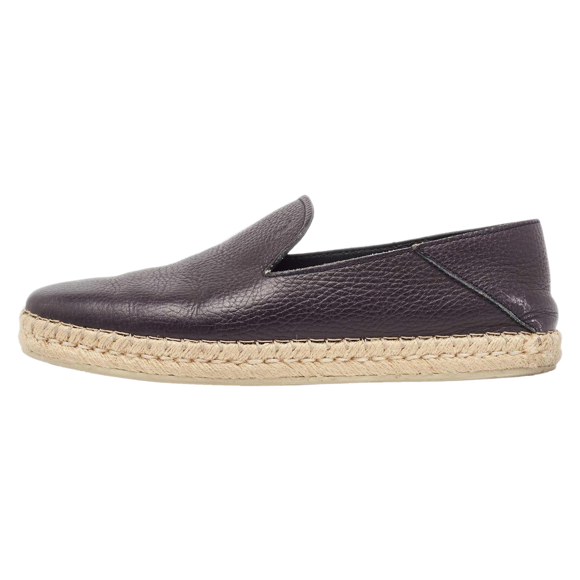 Tod's Black Leather Slip On Espadrilles Flats Size 39.5 For Sale