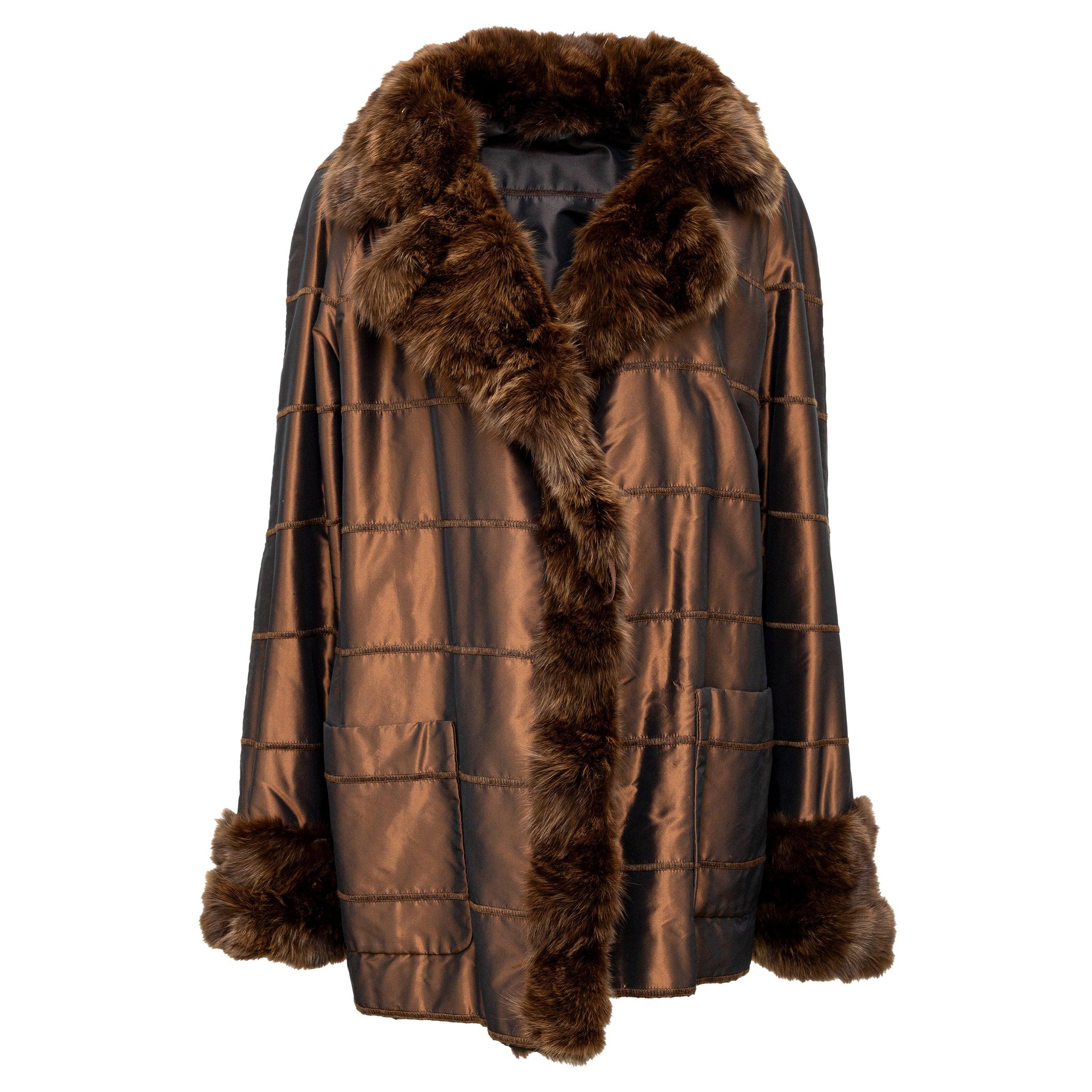 Collection Privée Cappotto in raso con pelliccia - anni '90