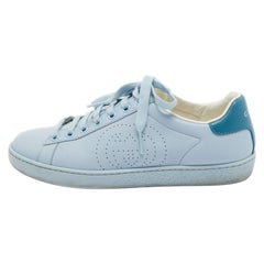 Gucci Sneakers G Ace in pelle blu traforata misura 35,5