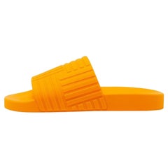 Bottega Veneta Orange Rubber Slides Size 42