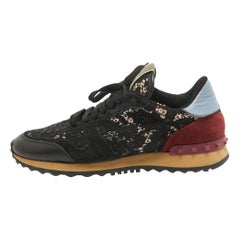 Valentino Multicolor Suede and Lace Rockrunner Sneakers Size 42