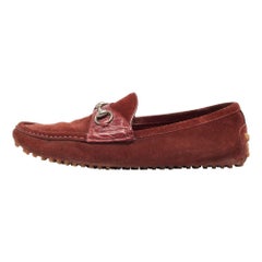 Gucci Burgundy Suede Slip On Loafers Size 43