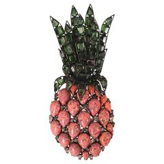 Fanciful Jeweled Large Scale Tropical Pineapple Pin
