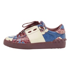 Valentino Multicolor Floral Printed Leather Low Top Sneakers Size 36.5