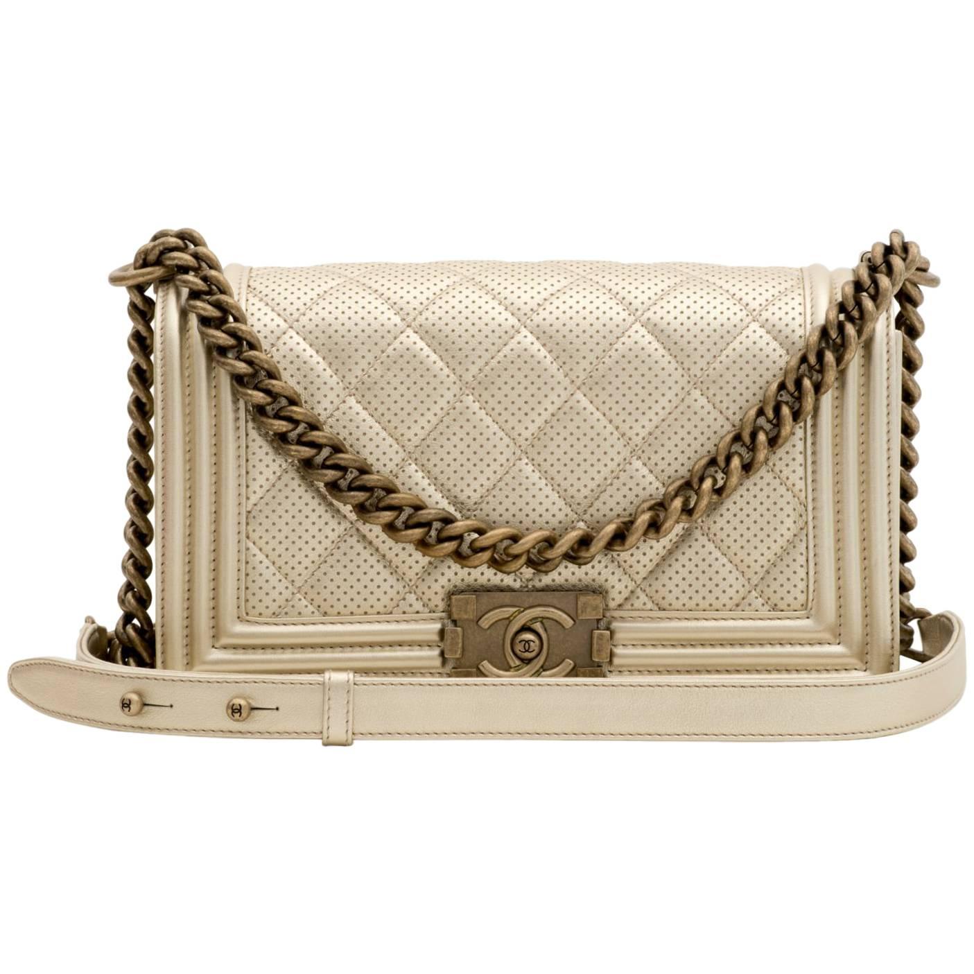 Chanel Perforated Quilted Leather Gold