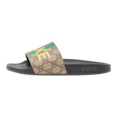 Gucci Beige GG Canvas Slide Flats Size 38