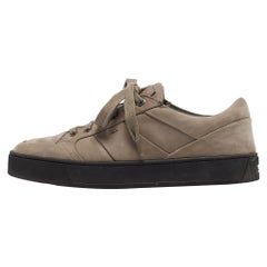 Santoni Grau Nubuck Leder Low Top Turnschuhe Größe 40