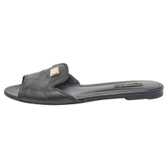 Dolce & Gabbana lizard Embossed Slide Flats Size 39.5