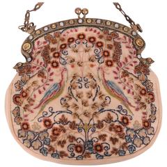 Italian Needlework Bag Gold Washed Sterling Silver with Citrines and Pearls 10