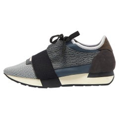 Balenciaga Tri Color Leather Mesh and Suede Race Runner Sneakers Talla 39