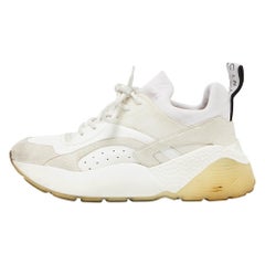 Stella McCartney Grey/White Faux Suede and Faux Leather Eclypse Sneakers Size 39