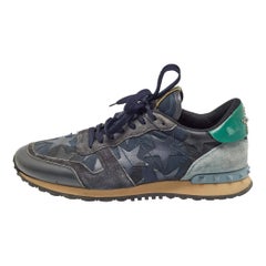 Valentino Multicolor Leather and Suede Rockrunner Sneakers Size 44