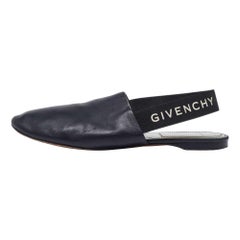 Givenchy Black Leather Rivington Slingback Flats Size 38