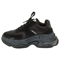 Balenciaga Black Nylon and Suede Triple S Sneakers Size 38