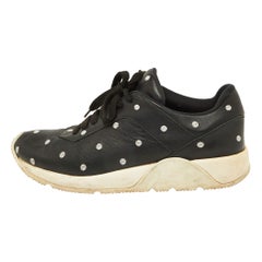 Dior Black Leather Polka Dot Low Top Sneakers Size 41