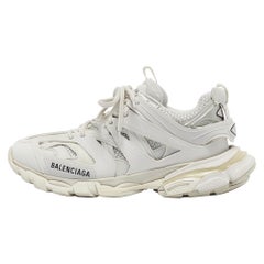 Balenciaga White/Grey Mesh and Faux Leather Track Sneakers Size 39