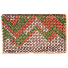 1920's French Art Deco Crystal and Coral Clutch Bag