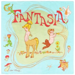 Vintage WALT DISNEY c.1940 "Fantasia" Topless Centaur Character Print Silk Chiffon Scarf