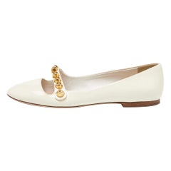 Miu Miu Off White Patent Leather Mary Jane Ballet Flats Size 36