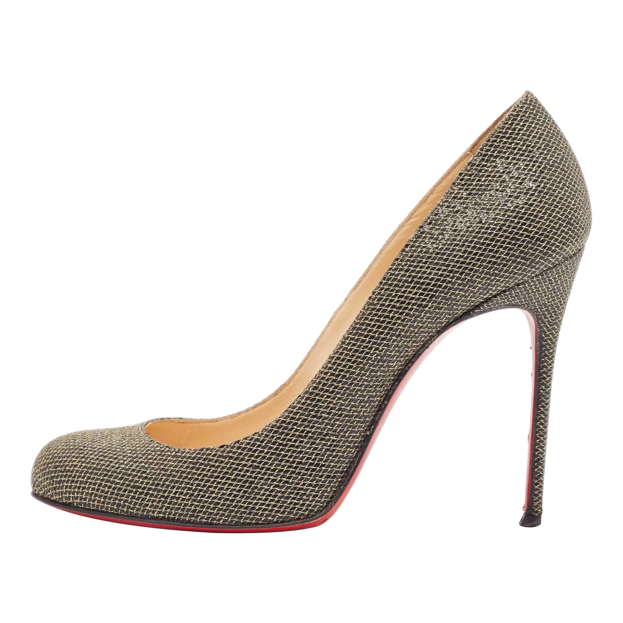 Christian Louboutin Bombas de punta redonda Fifi de tejido de lúrex metalizado talla 38