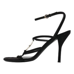 Gucci Black Suede GG Interlocking Cage Sandals Size 38.5