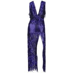 Tom Ford Cruise 2015 Perlenbesetztes Fransenkleid mit Bugle-Perlen