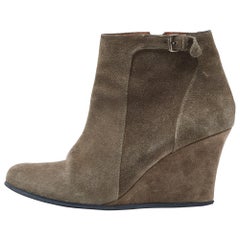 Lanvin Botines de ante verde oliva Talla 40
