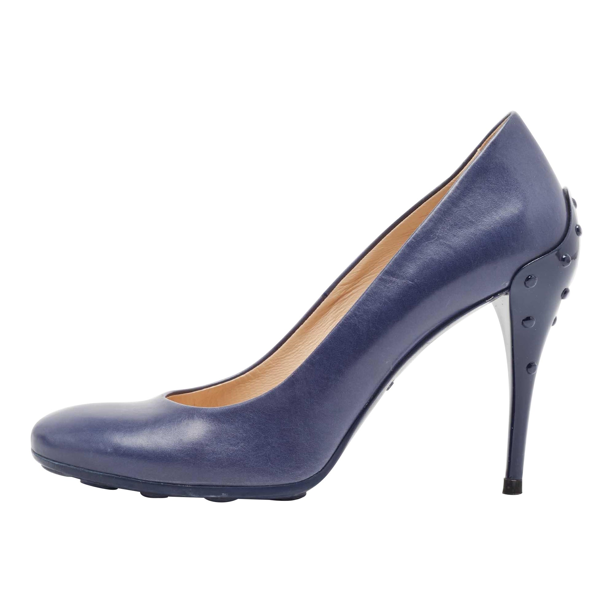 Tod's Navy Blue Leather Pumps Size 38.5 For Sale