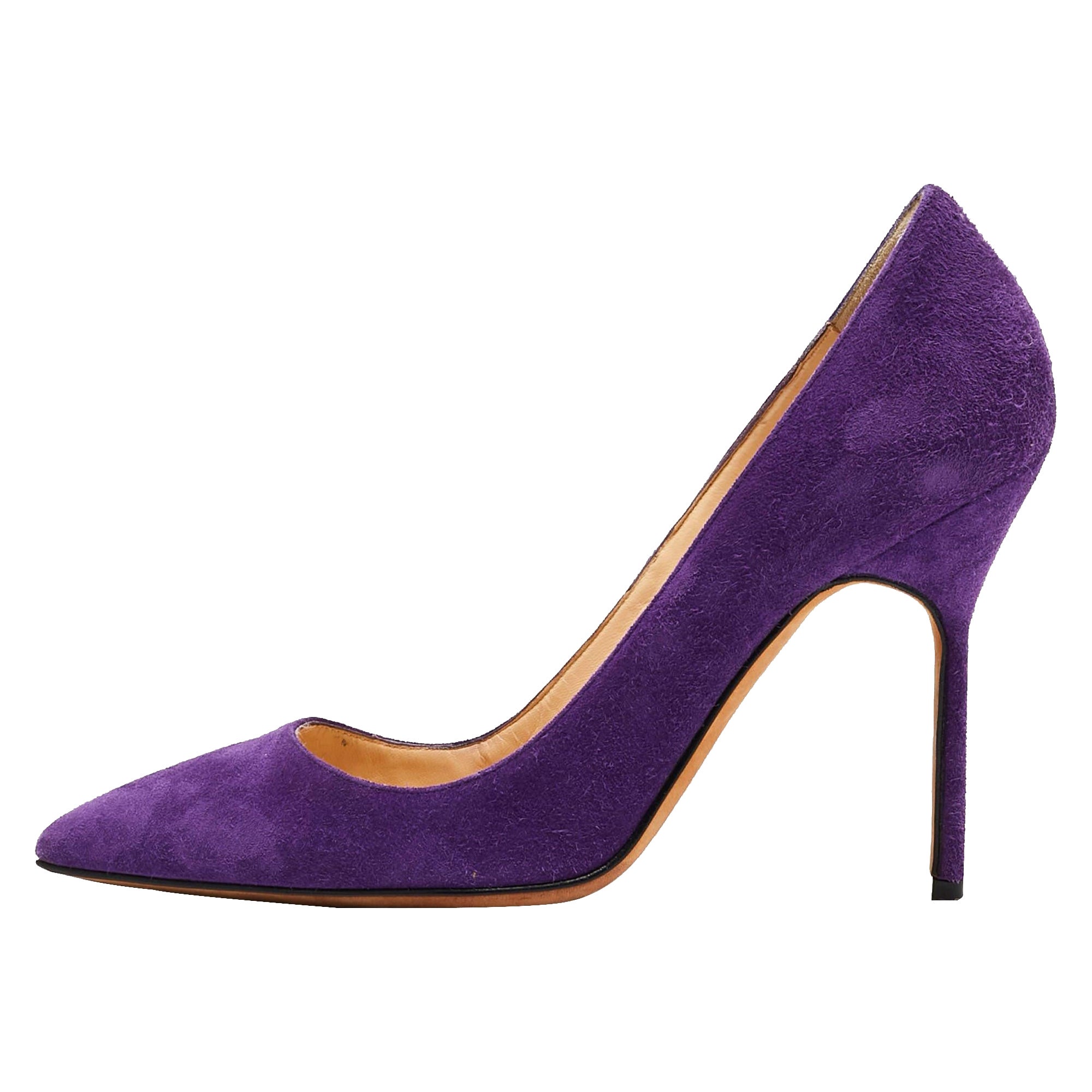 Escarpins Manolo Blahnik à bout pointu BB en daim violet, taille 36