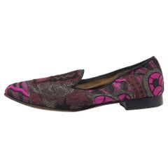 Etro Multicolor Embroidered Fabric Smoking Slippers Size 40