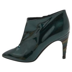 Jimmy Choo Green Patent Leather Ankle Boots Size 35.5