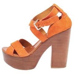 Ralph Lauren Kollektion Orange Alannah Sandalen aus Wildleder Größe 38
