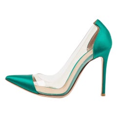 Gianvito Rossi Pumps aus grünem Satin und PVC-Plexiglas Größe 38