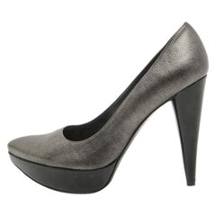 Stuart Weitzman - Piattaforma in pelle grigia metallizzata Taglia 38