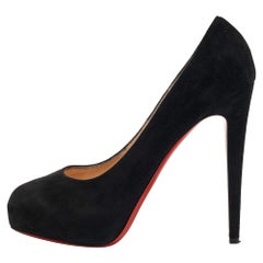 Christian Louboutin Black Suede Declic Platform Pumps Size 40