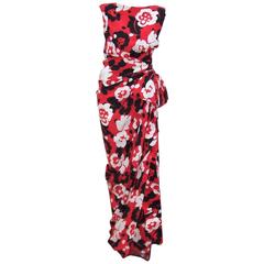 1990's Oscar de la Renta Tropical Silk Goddess Dress 9