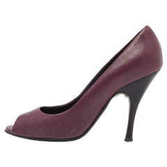 D&G Burgundy Leather Peep Toe Pumps Size 38