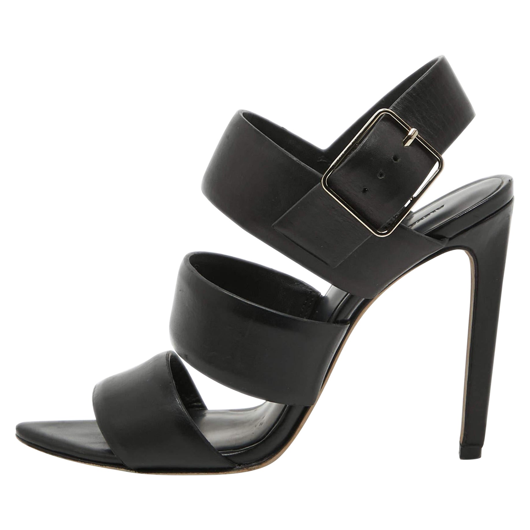 Alexander Wang Black Leather Slingback Sandals Size 36.5 For Sale