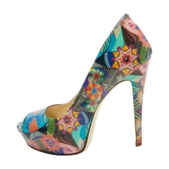 Loriblu escarpins à bout ouvert en cuir verni multicolore, taille 37,5